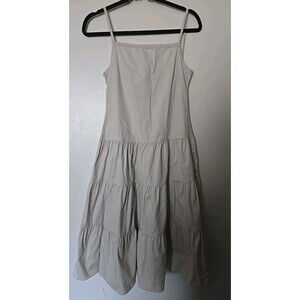 Mss Juliet Tiered Midi Dress Style 111505 | Beige Tan Sleeveless Sundress | Size